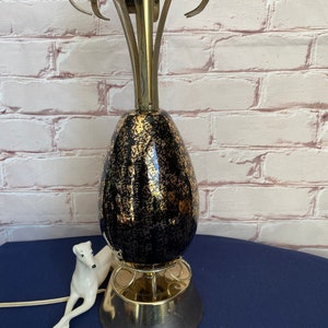 1950&#39;s  ATOMIC TABLE LAMP, Black and Gold Ceramic, Brass Colored Metal Base and Accents, 20&quot; High