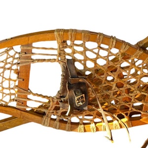 Vintage Pair of Canadian  SNOWSHOES, QUEBEC/HURON Style, Snow Sports, Cabin Decor