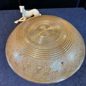 Large Vintage,  GLASS LAMP SHADE, Replacement Shade, Shabby Decor, 1" across, 3 Holes for Hanging