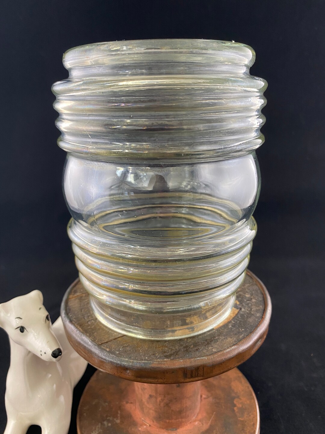 Vintage RIBBED GLASS Light Shade for Ceiling Fixture Etsy