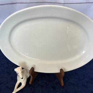 Vintage White Ironstone Platter: 13.5&quot; Oval Shabby Chic Decor