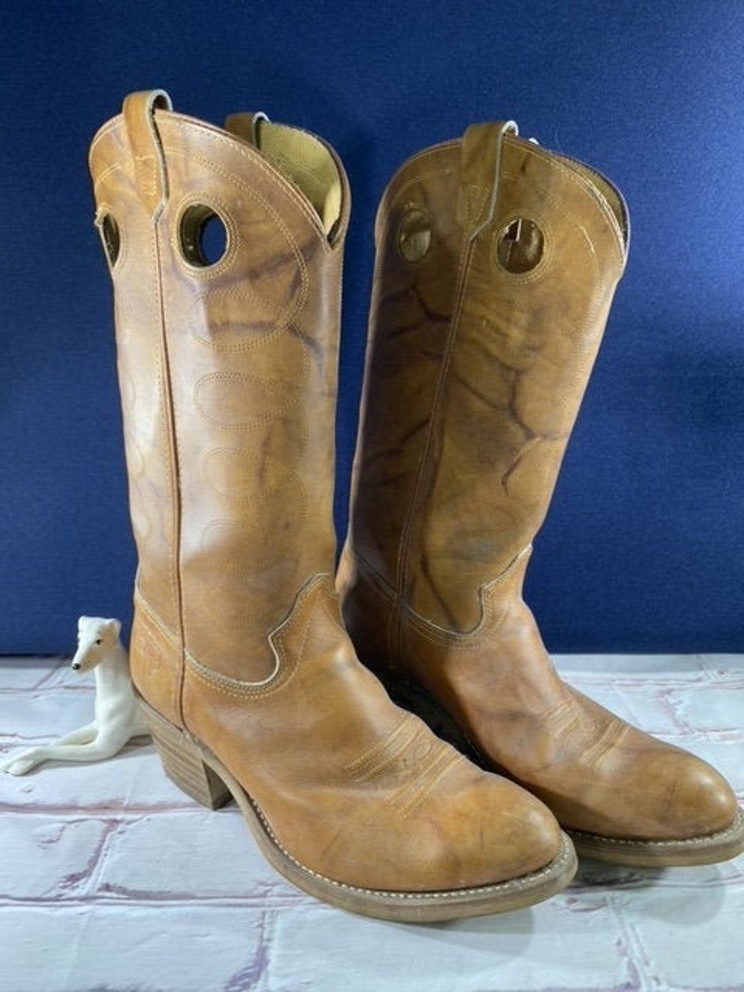 Biker Boots Leder Cowboystiefel Herren FootCourt Wildleder Tan