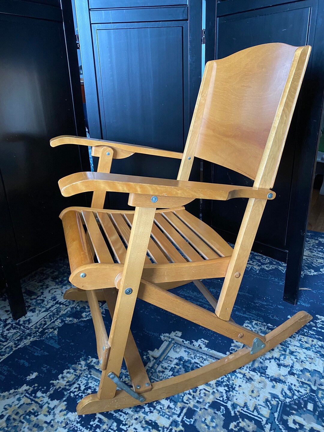 Vintage Full Size Wood FOLDING ROCKING CHAIR Clement - Etsy