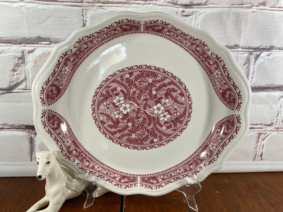 Vintage, SYRACUSE POTTERY, Red and White, RASPBERRY Platter Etsy