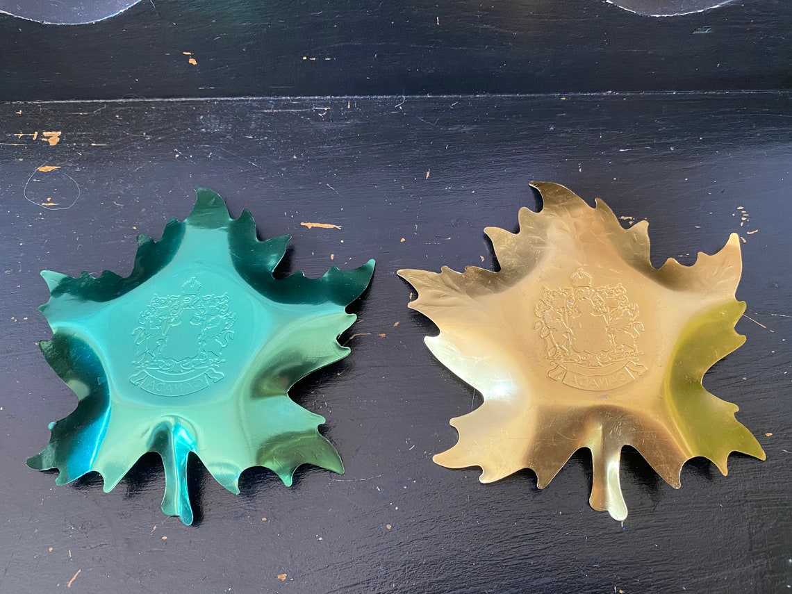 Vintage Aluminium Maple Leaf Coasters Set of 4 Embossed Etsy New Zealand