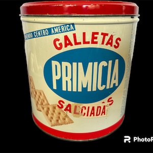 Vintage, Advertising Tin, LIDO CRACKER TIN, San Salvador, A Central American Product, Galletas