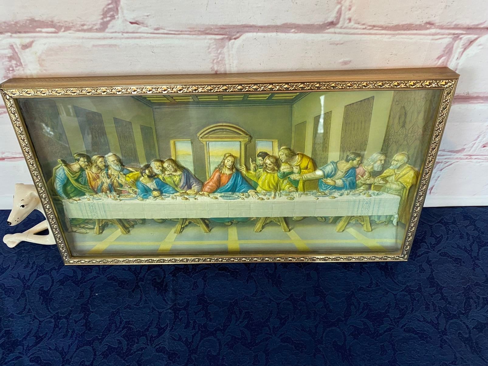 Mid Century Metal Framed 3D LAST SUPPER Wall Hanging, Intercraft