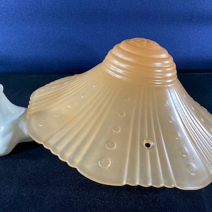 Vintage, Pale ORANGE GLASS CEILING Shade, 3 Hole, Boho Style, Embossed Glass Light Shade,