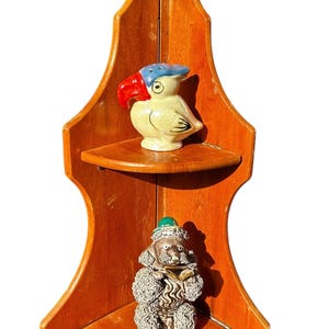 Vintage, SOLID WOOD, Folding Corner SHELF, Miniature Display,  Country Decor, Curio Shelf