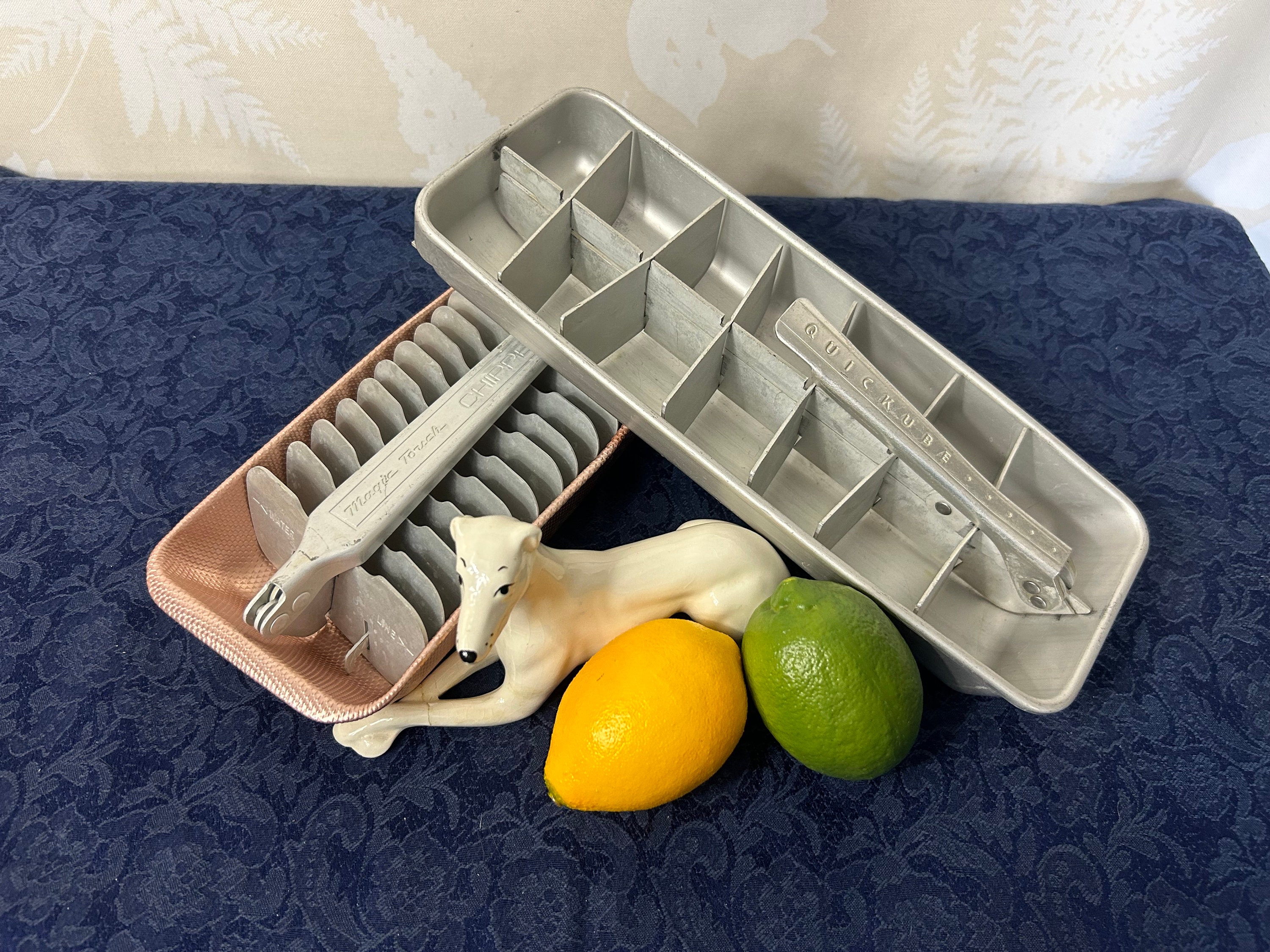 Vintage Set of 3 unbranded Old fashioned ice cube trays about 1950's