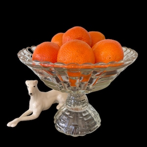 Mid Century, Jeanette DEPRESSION GLASS COMPOTE, Pressed Glass,