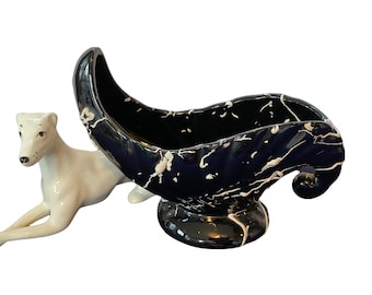 MIDCENTURY BEAUCEWARE POTTERY Planter, Black and White Drip Glaze, Unmarked, Candy Dish