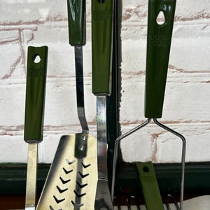 Mid Century Androck Avocado Kitchen Utensil Set of 5