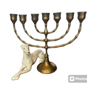Vintage Brass Menorah - 7 Candle Holder - Ornate Design