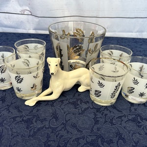 MCM Barware, secchiello per il ghiaccio in vetro smerigliato LIBBY e 6 bicchieri