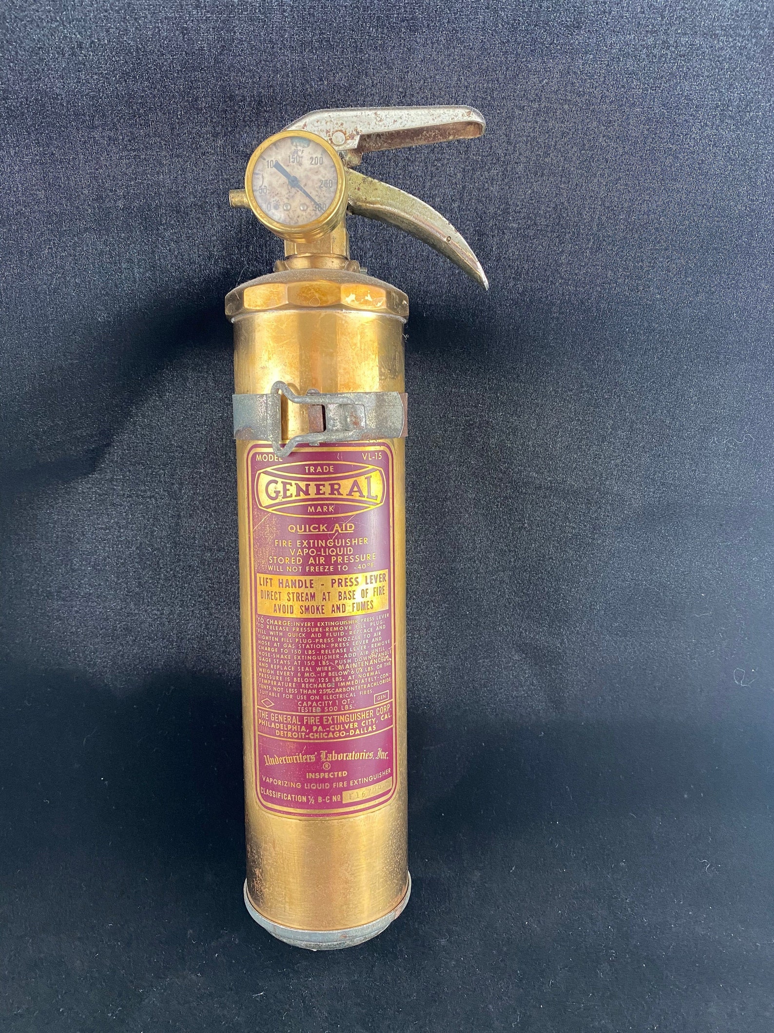 VINTAGE BRASS Fire Extinguisher 1956 General Fire Etsy