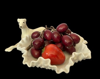 Vintage Fenton Hobnail Milk Glass Candy Dish: Ruffle Edge Trinket Tray