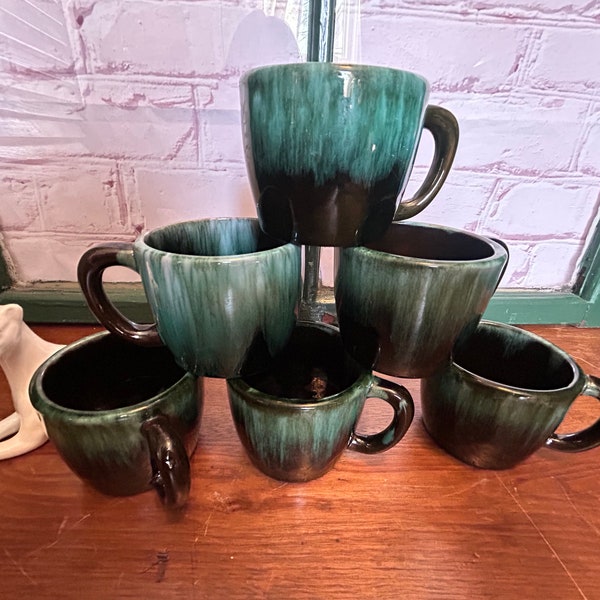 Vintage, Set of 6, BLUE MOUNTAIN POTTERY, Mugs, Made in Canada,