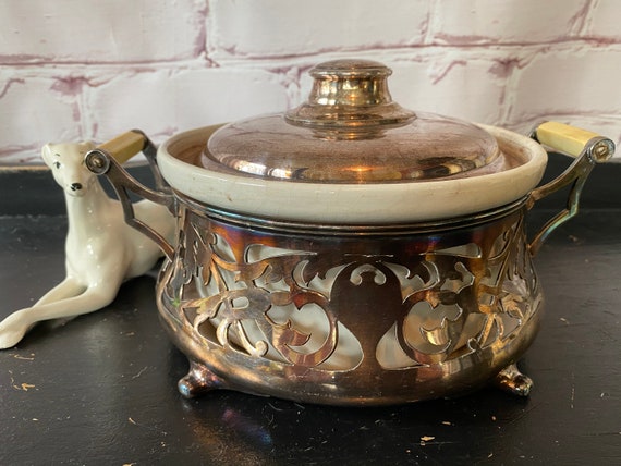 Vintage Silver Plate Casserole Dish with Lid - Meridian B Co.