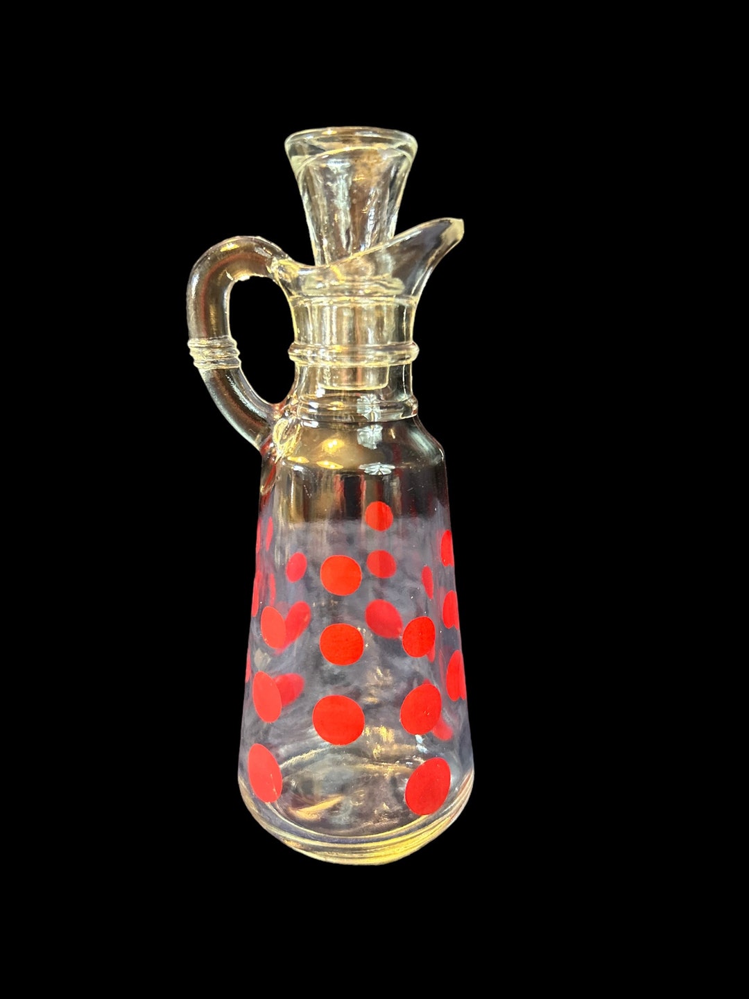 Mid Century POLKA DOT CRUET Red Dot Glass Anchor Hocking Etsy