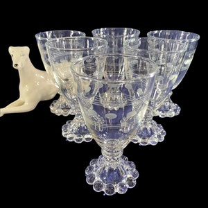 Vintage ETCHED BOOPIE GLASSES, Set of 6, Anchor Hocking