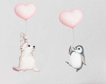 animal decals, arctic wall stickers, penguin decals, nursery decal, polar bear wall decals, nursery decor, arctic decals, penguin decal
