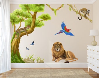 Jungle wall decals, jungle wall stickers, jungle decals, nursery decals, childrens decals, jungle wall decals, animal decal, safari decals