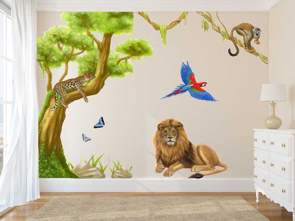 Jungle Wall Decals Jungle Wall Stickers Jungle Decals Etsy