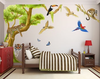 Jungle wall decals, jungle wall stickers, jungle decals, nursery decals, childrens decals, jungle wall decals, animal decal, safari decals