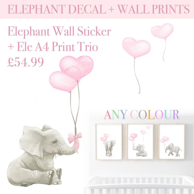 Nursery Decor Elephant Decals Elephant Wall Decal Elephant Etsy