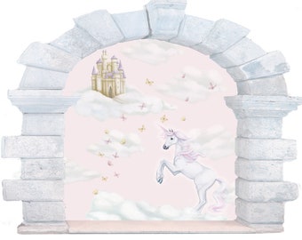 Decalcomania del muro unicorno, decalcomanie dell'unicorno, adesivi murali unicorno, decalcomanie da parete unicorno, unicorni, decorazioni unicorno, murales unicorno