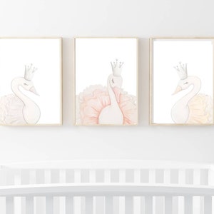 Swan art prints, swan nursery prints, swan art, swan nursery decor, sea  wall prints, nursery wall art, nursery prints, swan wall artwork