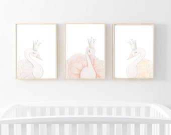 Swan art prints, swan nursery prints, swan art, swan nursery decor, sea  wall prints, nursery wall art, nursery prints, swan wall artwork