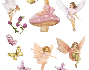 Whimsical Flower Fairy Stickers Vintage Fairy Stickers Clear Beautiful  Colorful so Magical Scrapbooking and Journals 0D35 