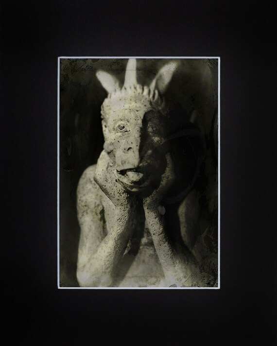 Gargoyle Photograph Print 5x7 In An 8x10 Black Mat Etsy