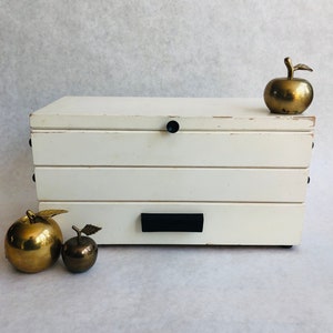 Vintage large wooden jewelry box, vintage three-tiered white vintage jewelry box, vintage white accordion style jewelry box, vintage jewelry