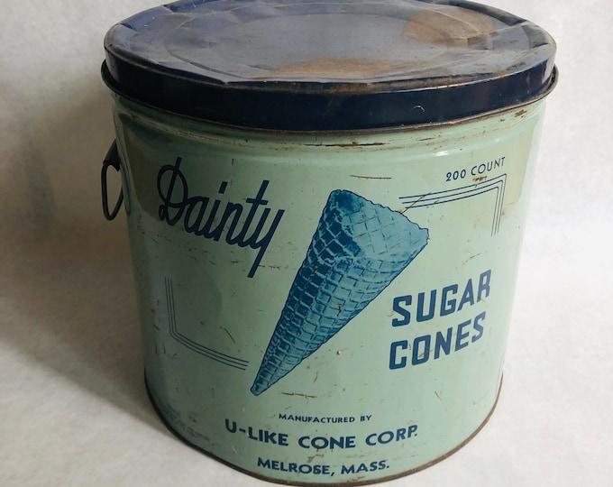 Rare Vintage Ice Cream Cone Tin, Vintage Dainty Ice Cream Cone Tin