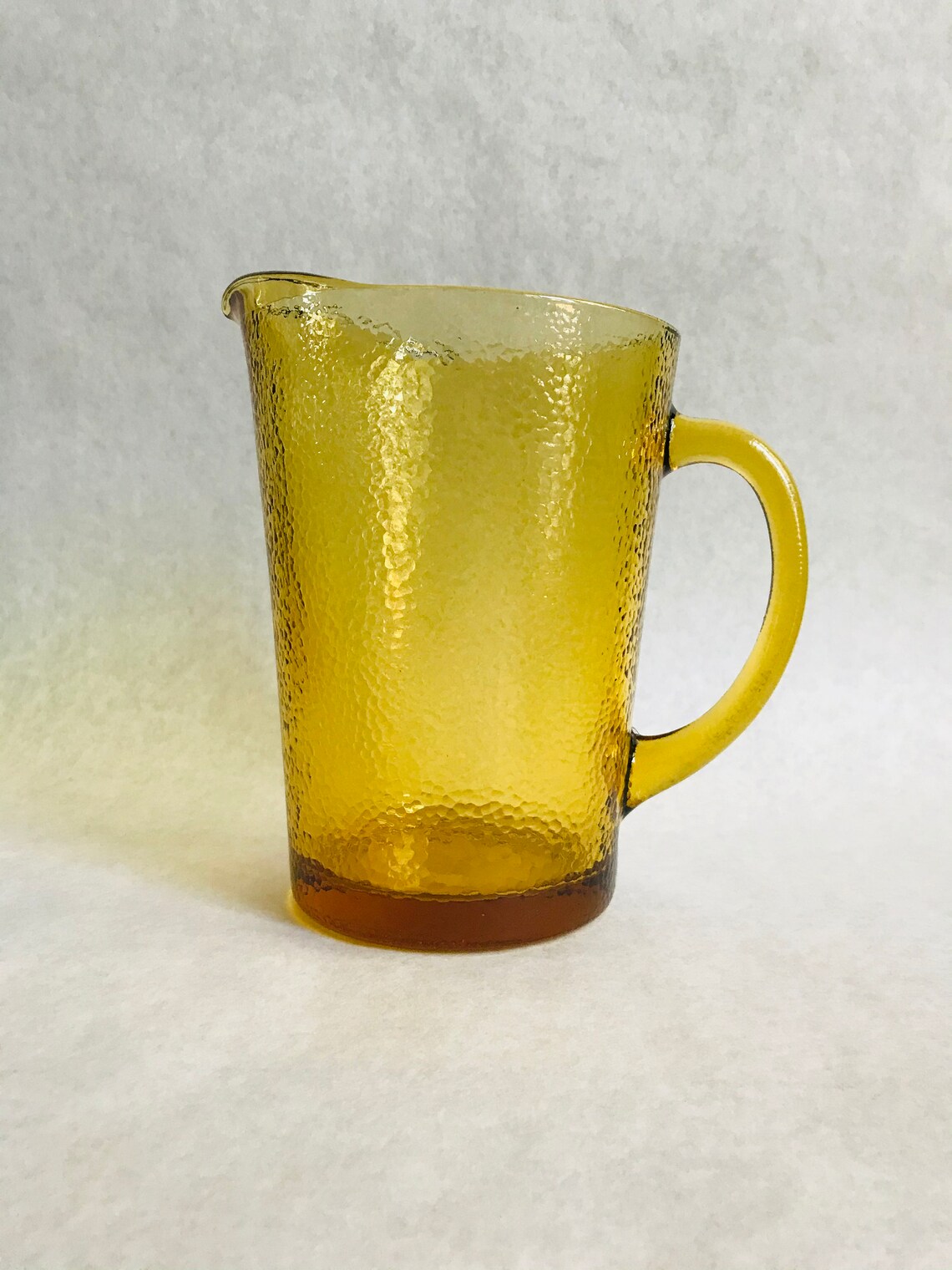 Vintage Amber Glass Pitcher Vintage Textured Amber Glass Etsy