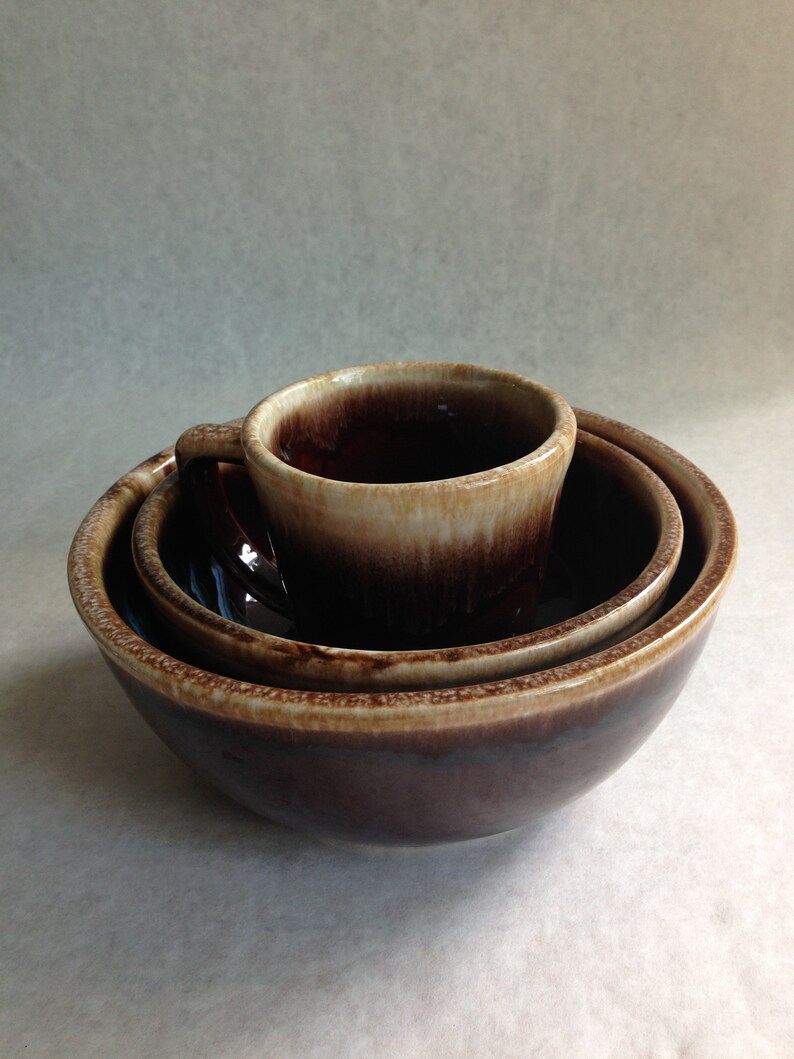 Vintage lot of Kathy Kale brown dripwear pottery Etsy