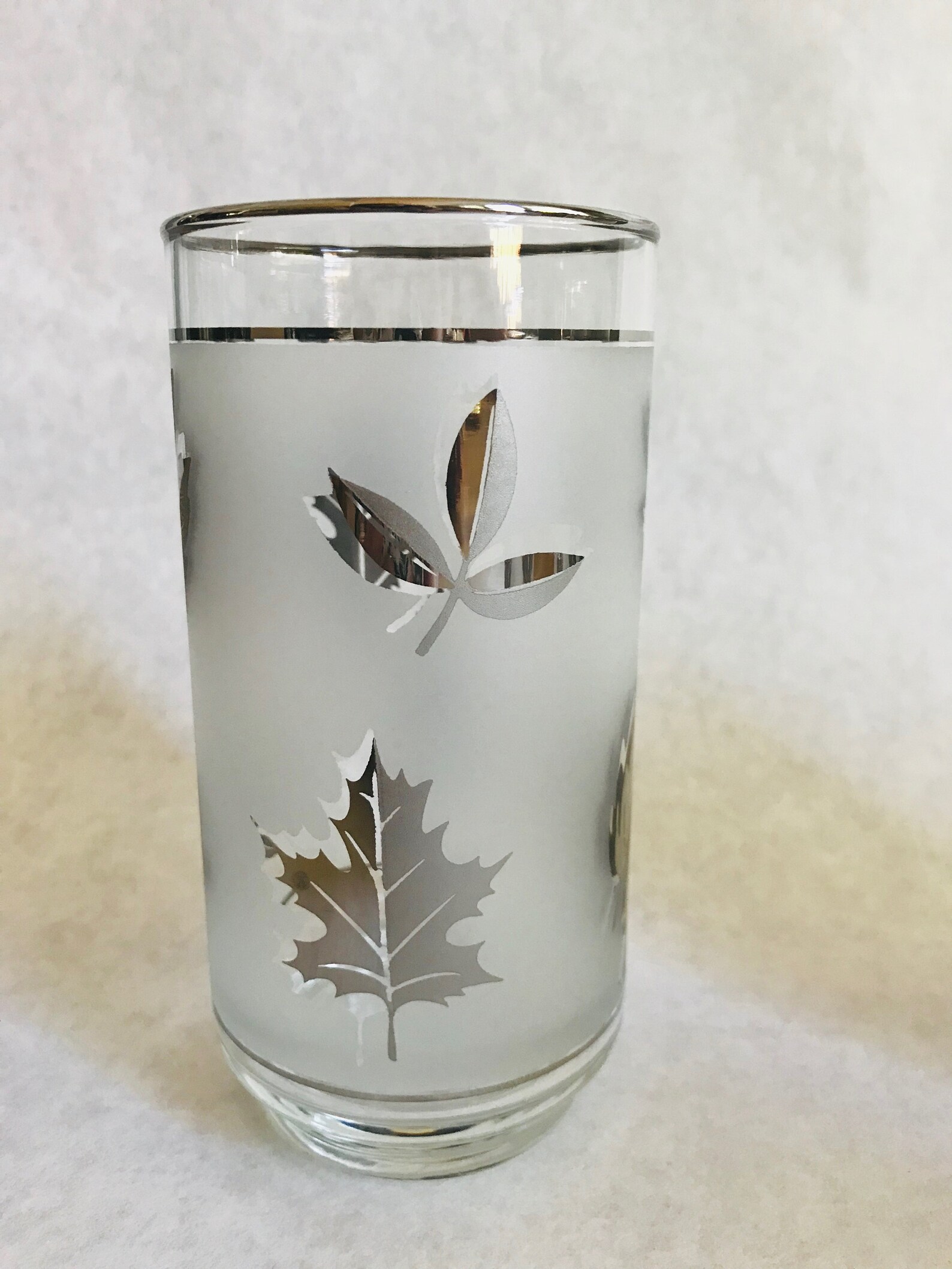 Vintage frosted leaf tumblers Vintage Libbey Silver Leaf Etsy