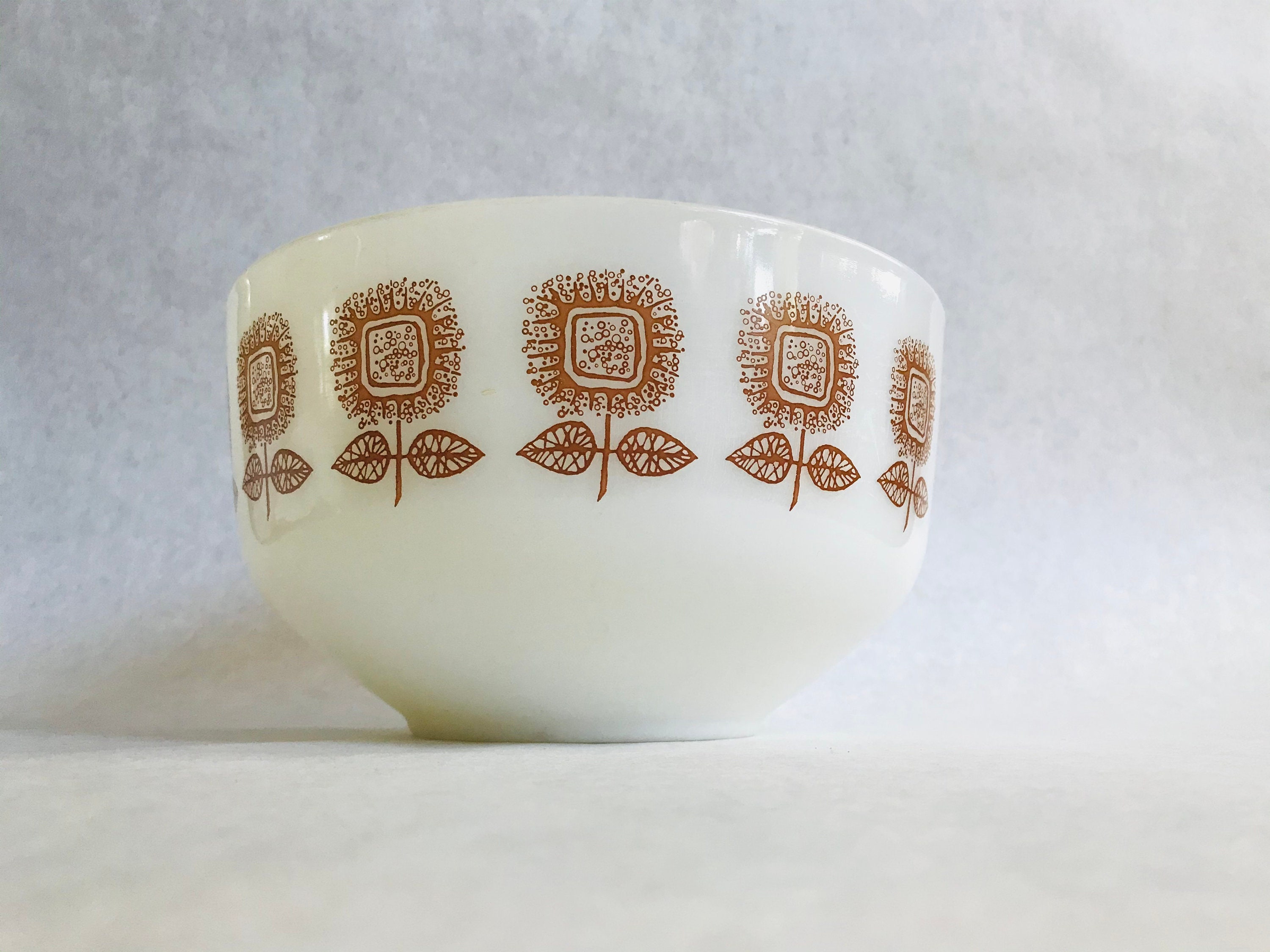 Vintage Sunflower Bowl Federal Glass Milk Glass Bowl Vintage Etsy UK