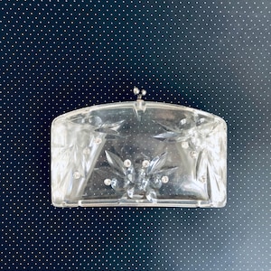 Vintage lucite and rhinestone clutch, vintage midcentury evening bag, vintage lucite purse, MCM cocktail purse, vintage formal wedding prom
