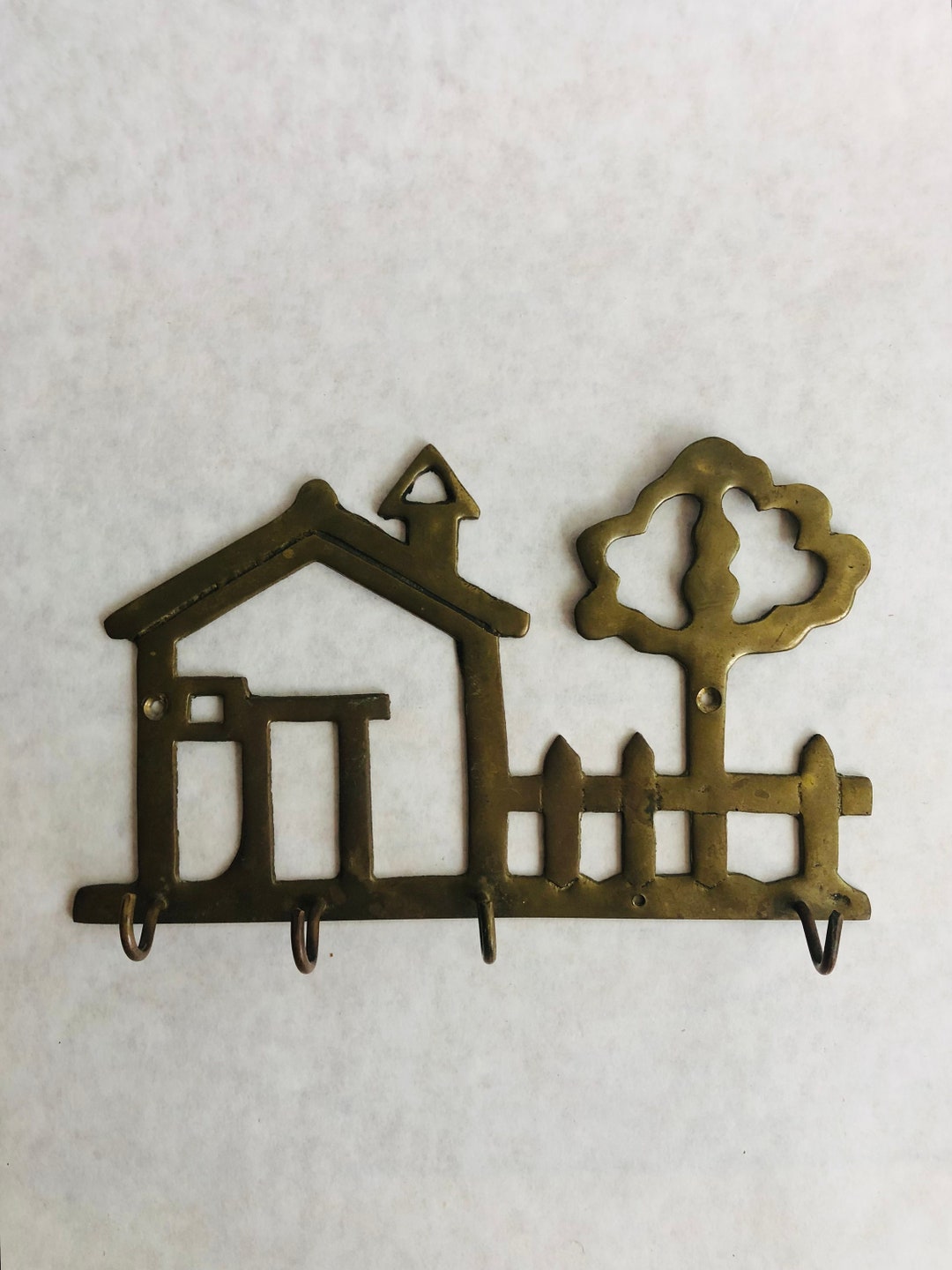 Vintage Brass House Key Rack Large House Brass Key Rack Etsy