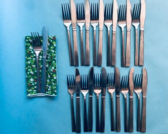 Vintage stainless silverware lot, vintage stainless utensils lot, vintage stainless flatware lot, vintage kitchen, sustainable entertaining