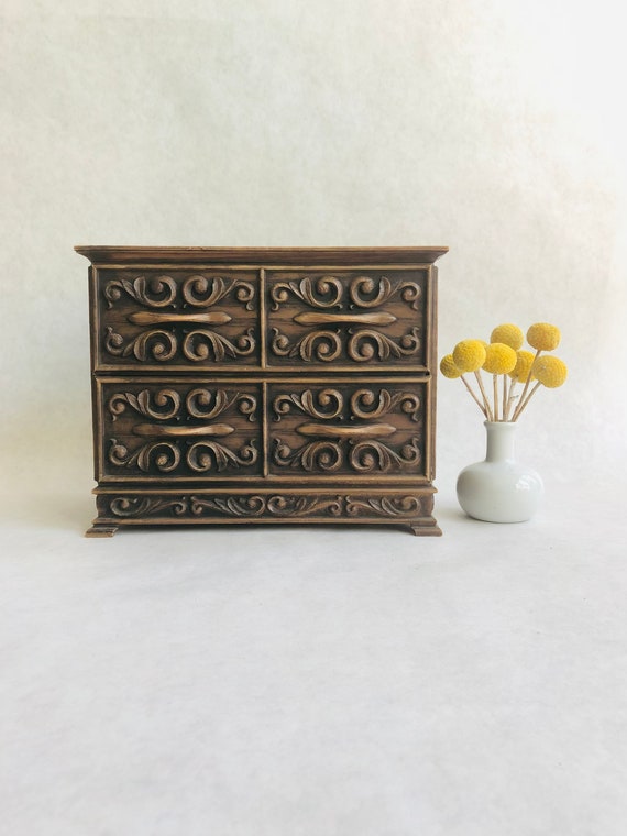 Vintage Lerner faux bois jewelry cabinet, vintage 