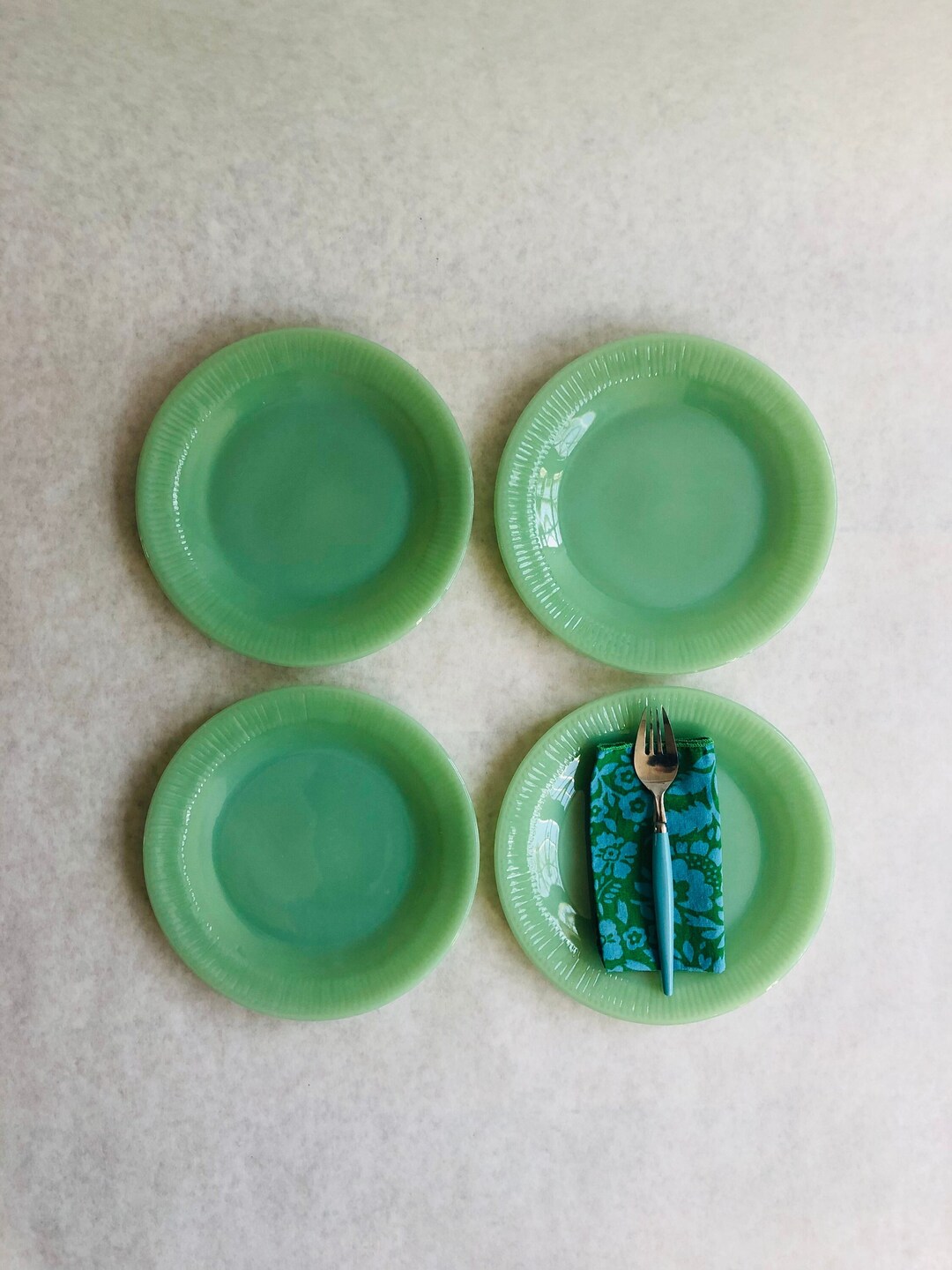 Vintage Jadeite Salad Plates, Vintage Jadeite Dessert Plates, Jane Ray