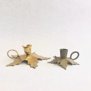 Vintage brass holly candlestick holders, vintage Christmas decor, vintage brass candleholders, holly candlestick holders, Christmas decor