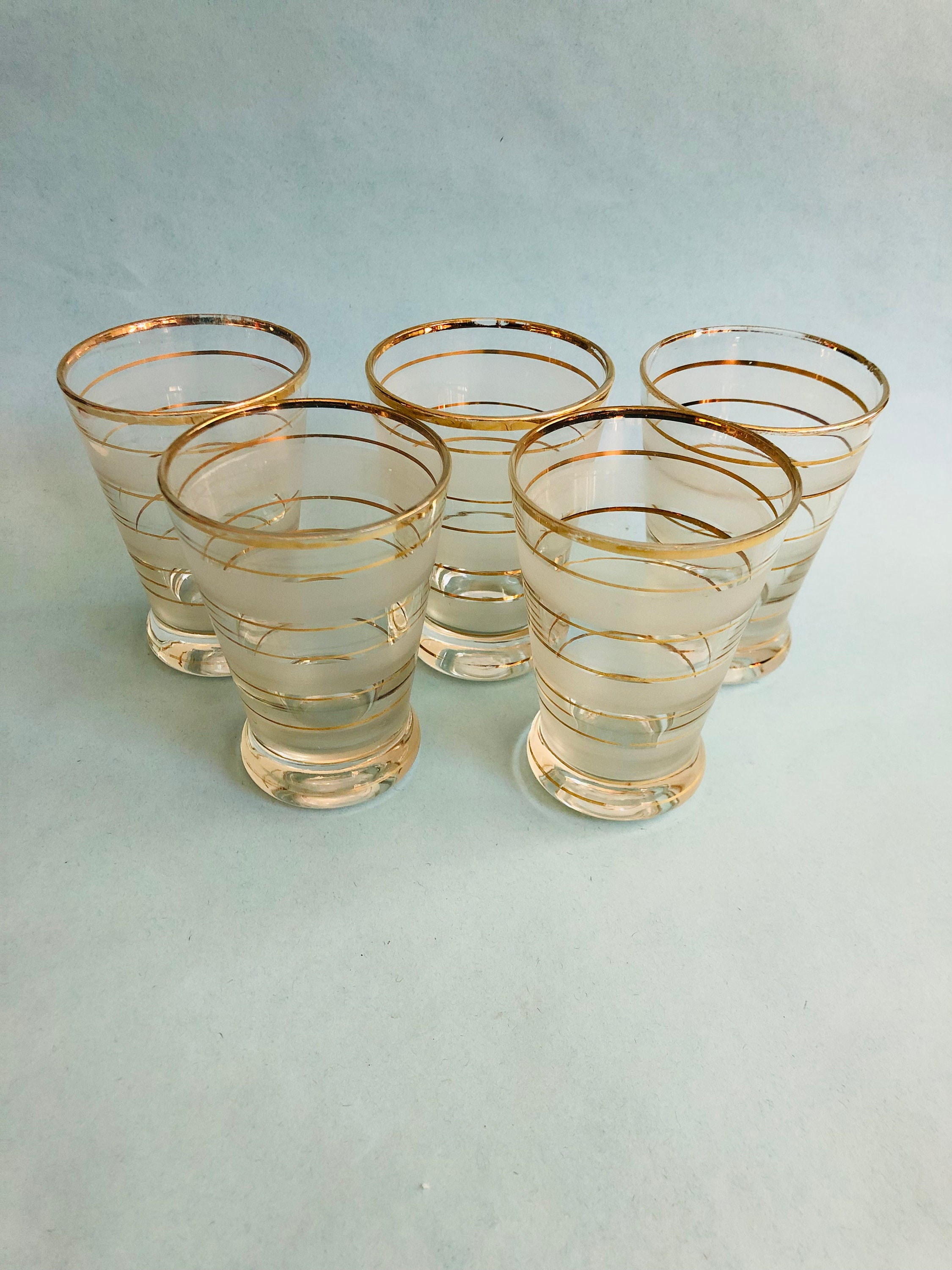 Vintage Etched Juice Glasses Vintage Aperitif Glasses MCM Etsy