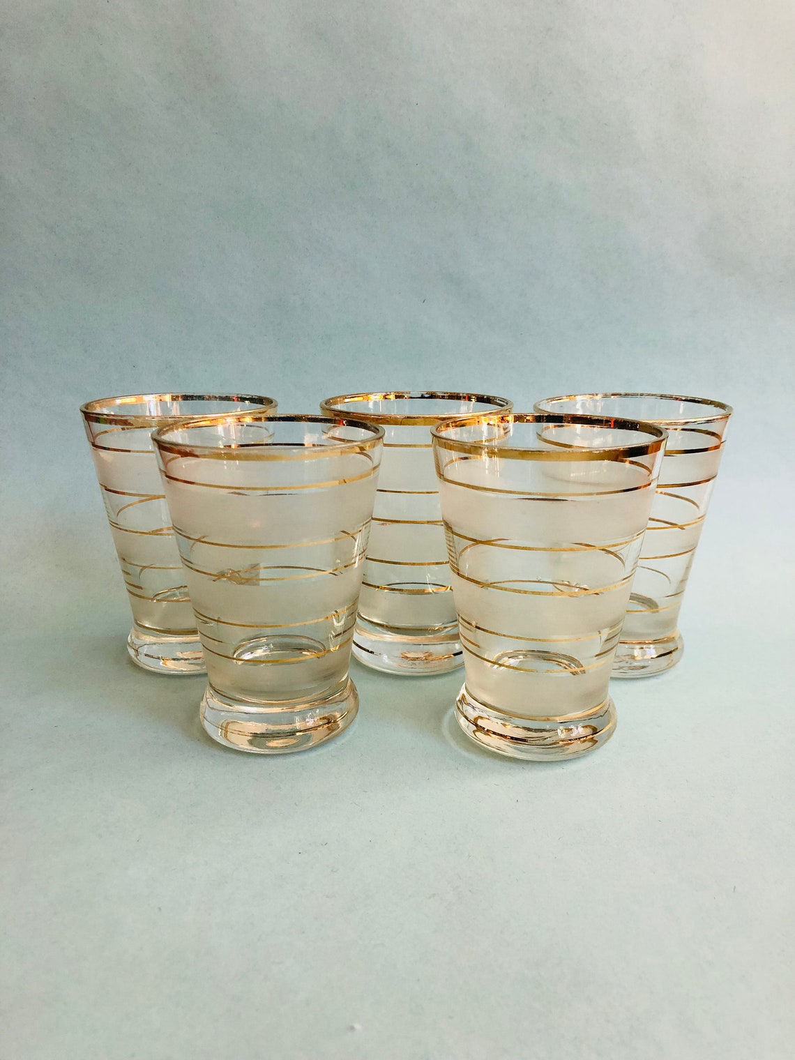 Vintage Etched Juice Glasses Vintage Aperitif Glasses MCM Etsy