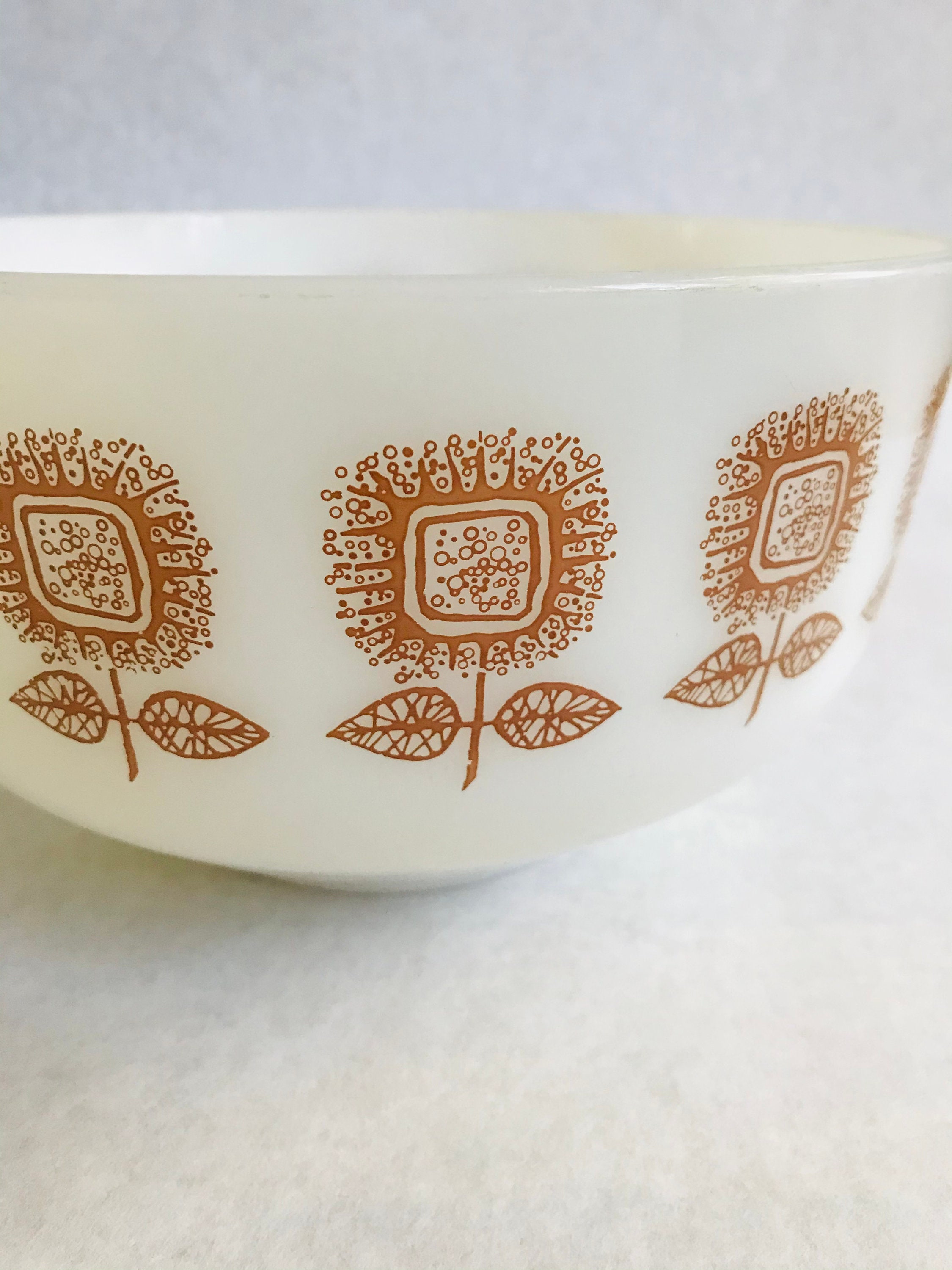 Vintage Sunflower Bowl Federal Glass Milk Glass Bowl Vintage Etsy UK